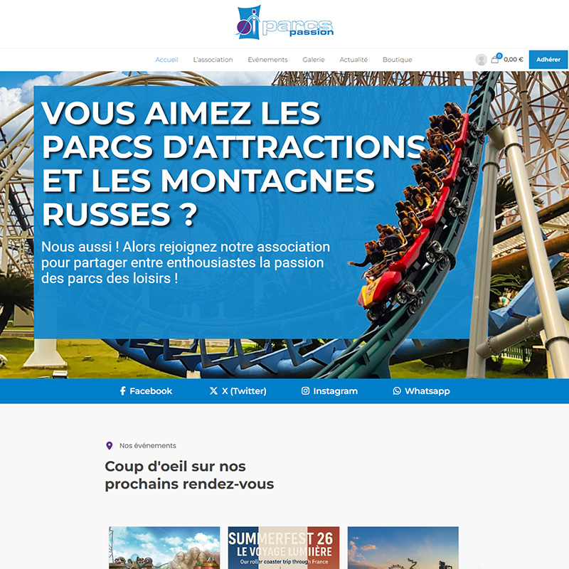 Site internet de l'association Parcs Passion